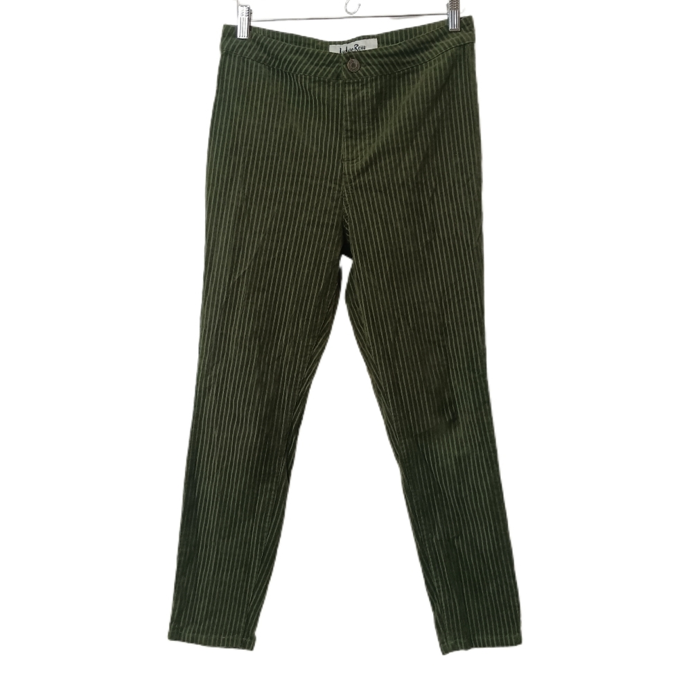 Indigo Rein Pants Womens 11 Moss Green Ankle‎ High Rise Corduroy Goblin Cottage